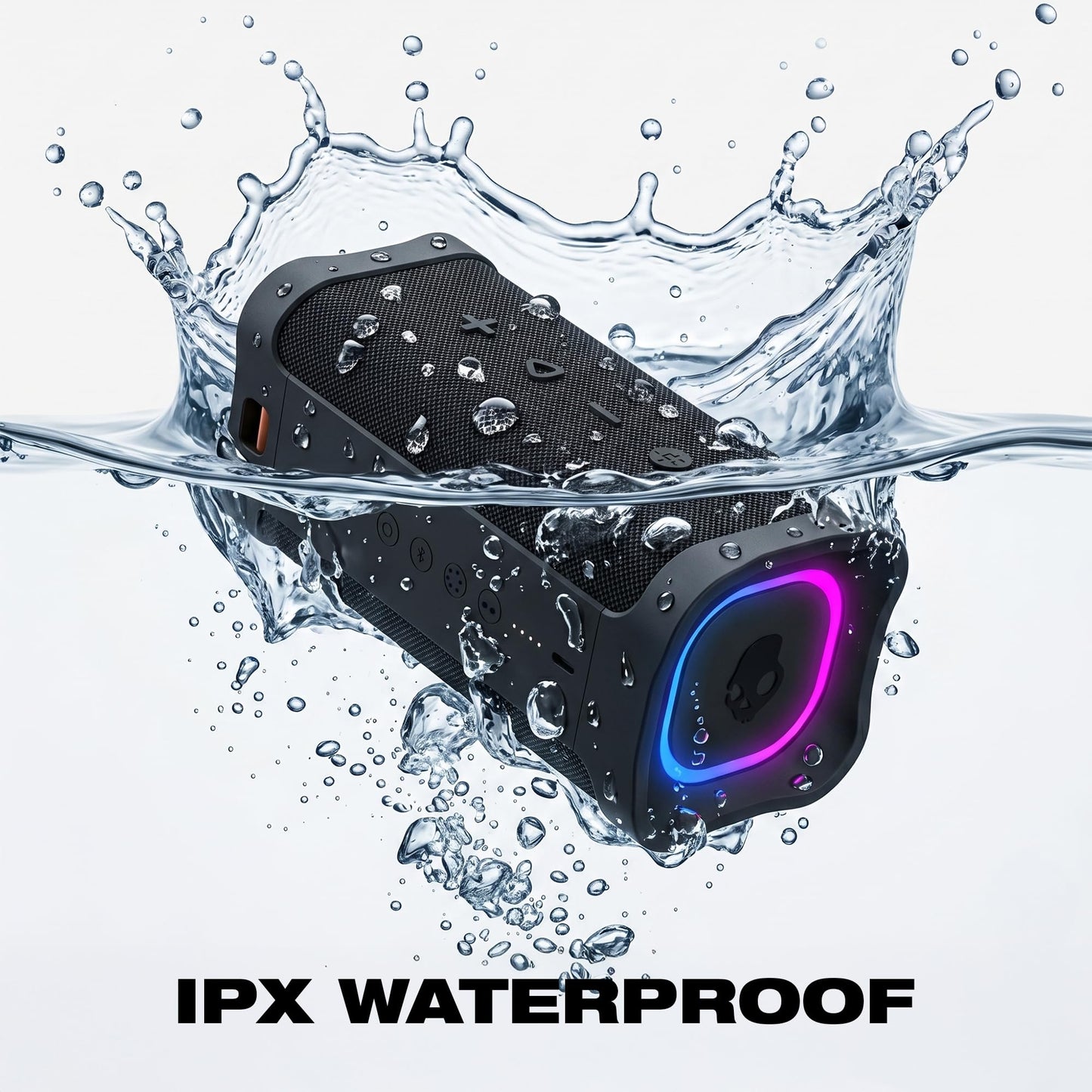 Lifeworks Altavoz Bluetooth inalámbrico Skullcandy Terrain XL 2, Resistente al Agua IPX7, batería de 18 Horas, multienlace, Luces LED, Ligero y portátil.