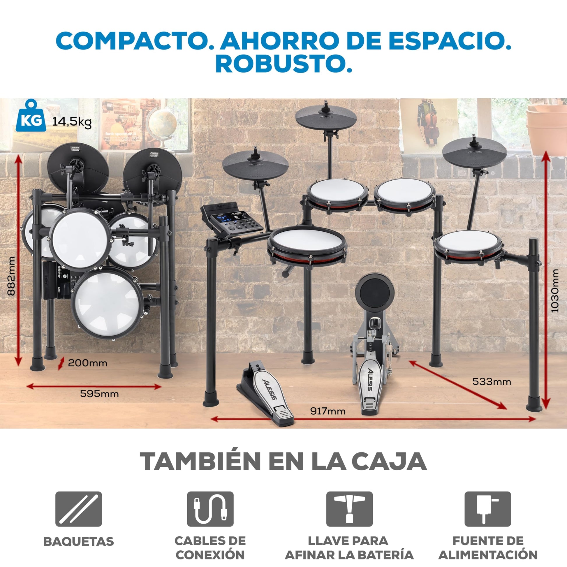 Kit Batería Electrónica Alesis Nitro Max Negra con Parches Malla y Bluetooth