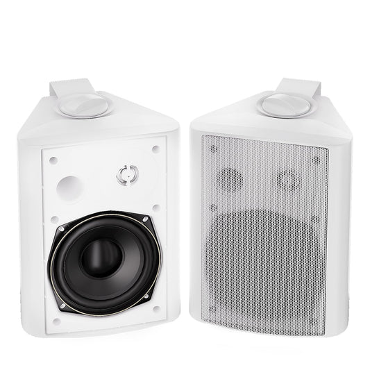 Herdio 5.25 Pulgadas 200 vatios para Interior y Exterior Patio Altavoces Compatible con Bluetooth con Agudos estéreo Superior para Todo Tipo de Clima, Sistema de Montaje en Pared con Cable,