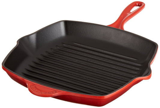 Le Creuset Enameled Cast-Iron 10-1/4-Inch Square Skillet Grill, Cherry