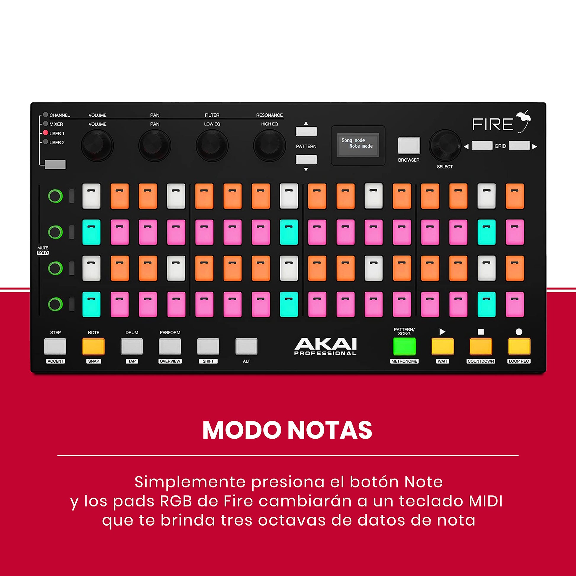 AKAI Professional FIRE Software Bundle - Controlador MIDI USB para FL Studio con matriz de 64 clips, drum pads y Software FL Studio Fruity Edition