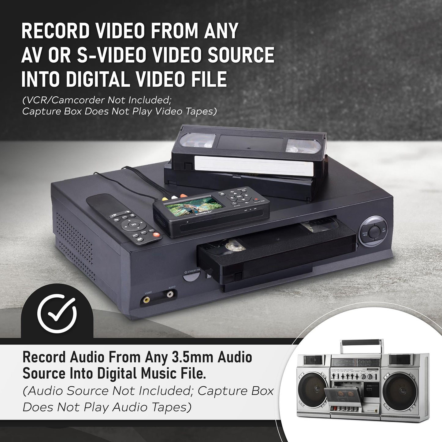 SoundBeast Video Capture Box 2.0 - Grabar vídeo y audio de VCR, VHS, AV, RCA, S-Video, Hi8, videocámara, DVD, reproductores de cinta de cassette, estéreos, tocadiscos
