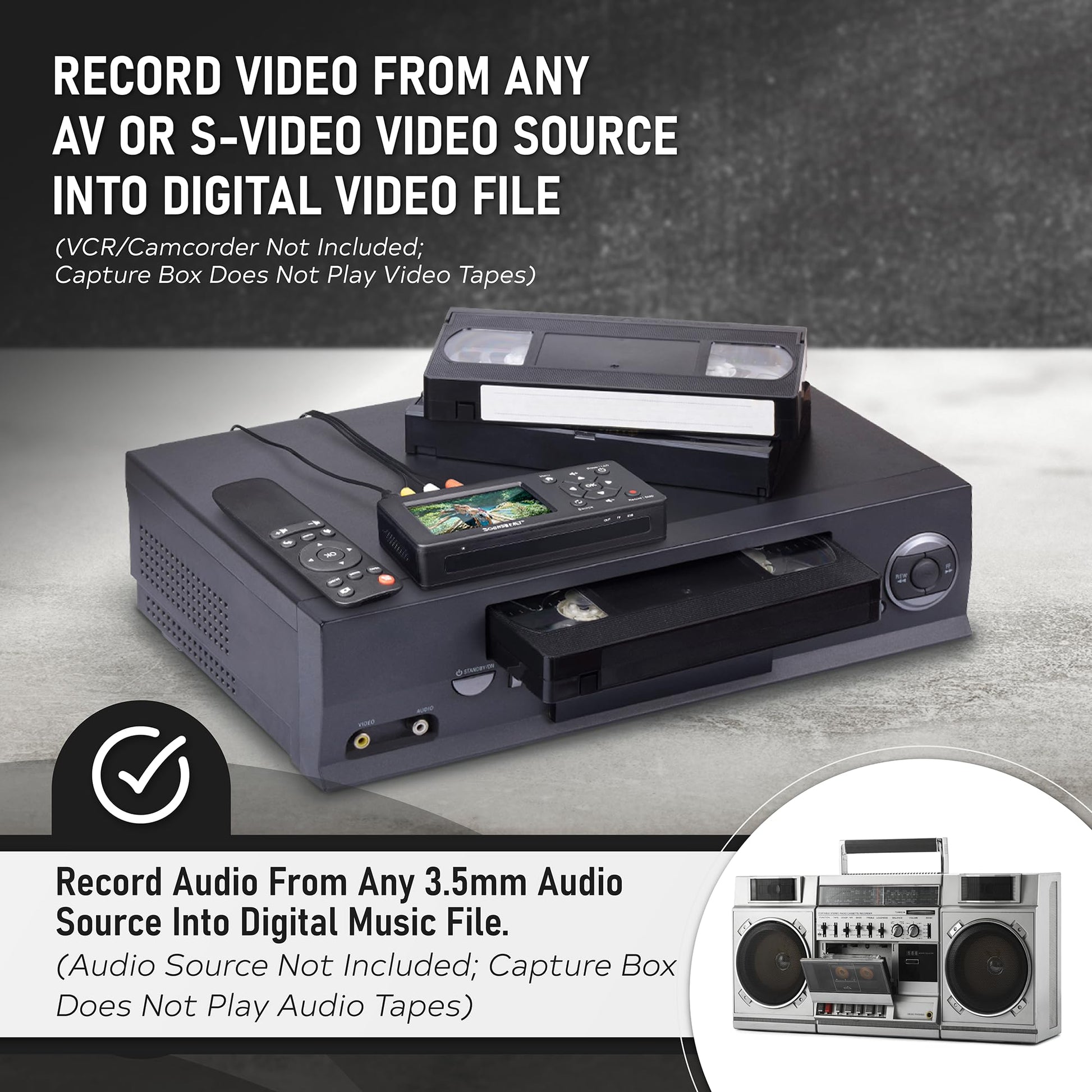 SoundBeast Video Capture Box 2.0 - Grabar vídeo y audio de VCR, VHS, AV, RCA, S-Video, Hi8, videocámara, DVD, reproductores de cinta de cassette, estéreos, tocadiscos