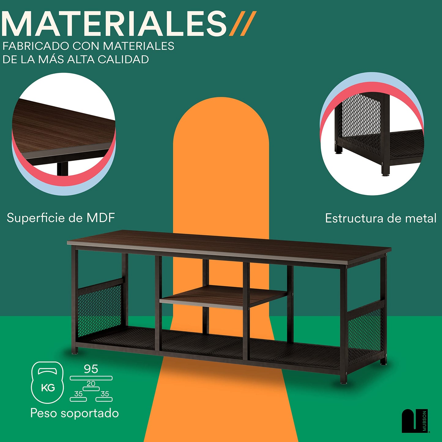 Mueble para TV MUBSON Vondel Roble con 3 Repisas