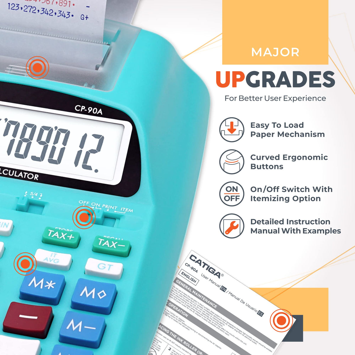 CATIGA - Calculadora de impresión 2025 Nueva y actualizada máquina de añadir 10 Llaves, calculadora de computadora para Oficina en casa con impresión en Rollo de Papel, Contabilidad, finanzas