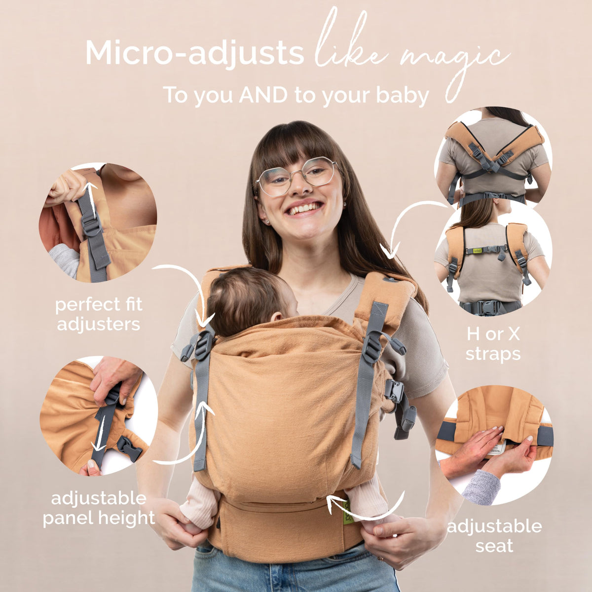 Boba X Portabebés de Recién Nacido a Niño - Portabebés Recién Nacido Certificado Hip Healthy, Portabebés para Recién Nacidos Ajustable, Portabebés Ergonómico para Niños, Portabebés 3-20 kg