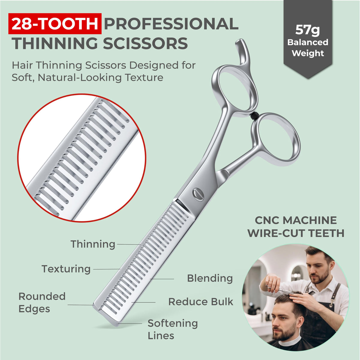Suvorna Juego de tijeras para cortar y adelgazar el cabello de 6,5 pulgadas para peluqueros y uso doméstico: juego de tijeras de cabello extremadamente afiladas para adelgazar y cortar.