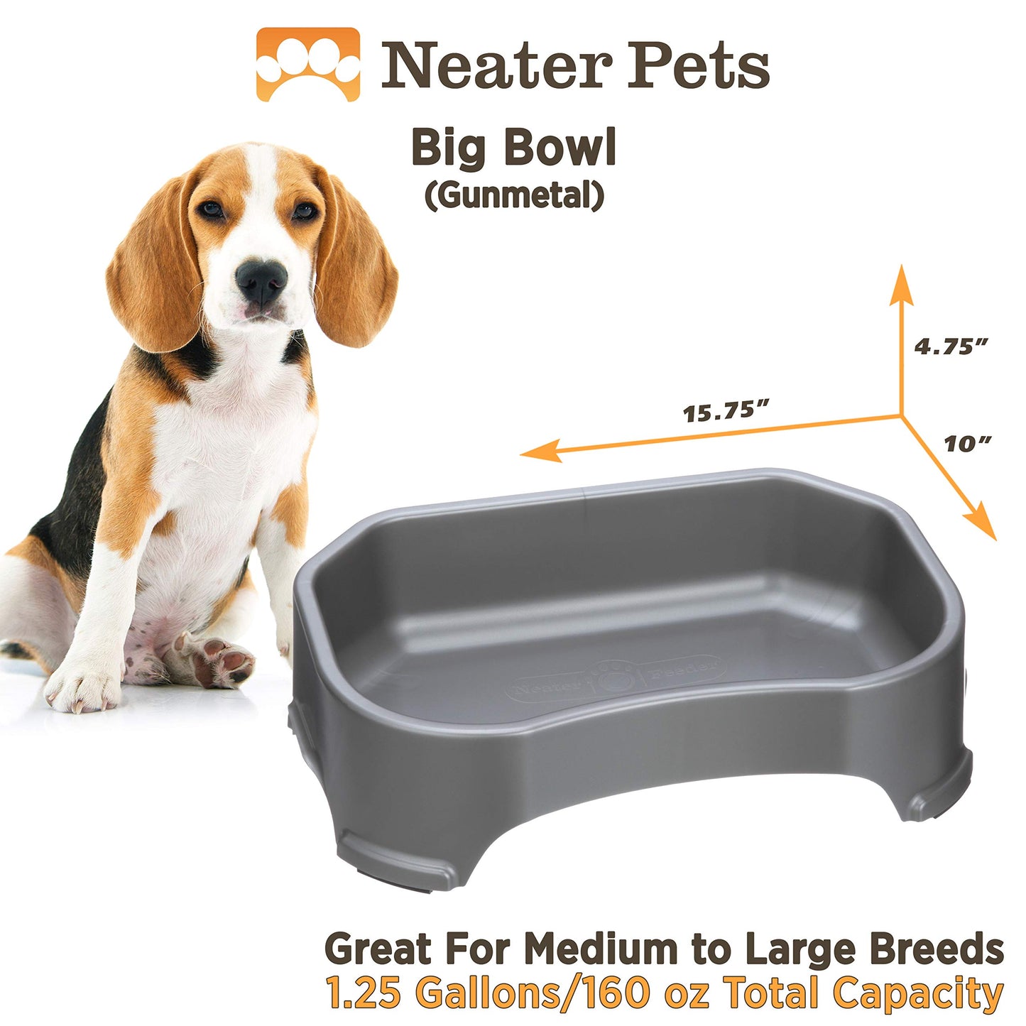 Cuenco de Agua Neater Pet Brands Gris Plomizo Extra Grande para Perros