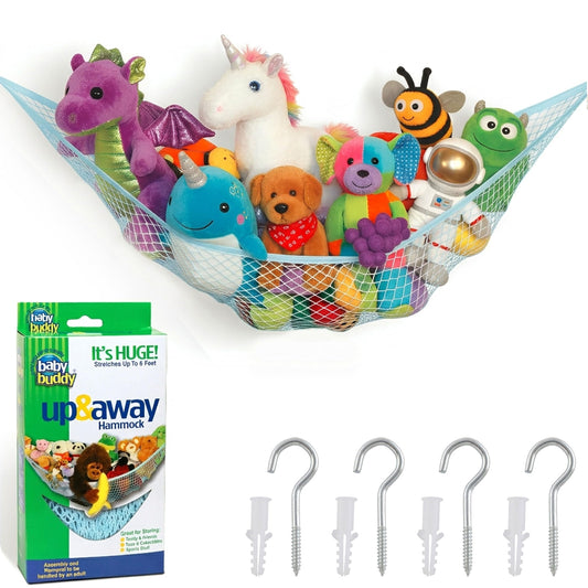 Baby Buddy Up & Away Kids Stuffed Animal Toy Hammock Storage Organizer, Organize Kids Toys & Gear, 1 Pack, Blue