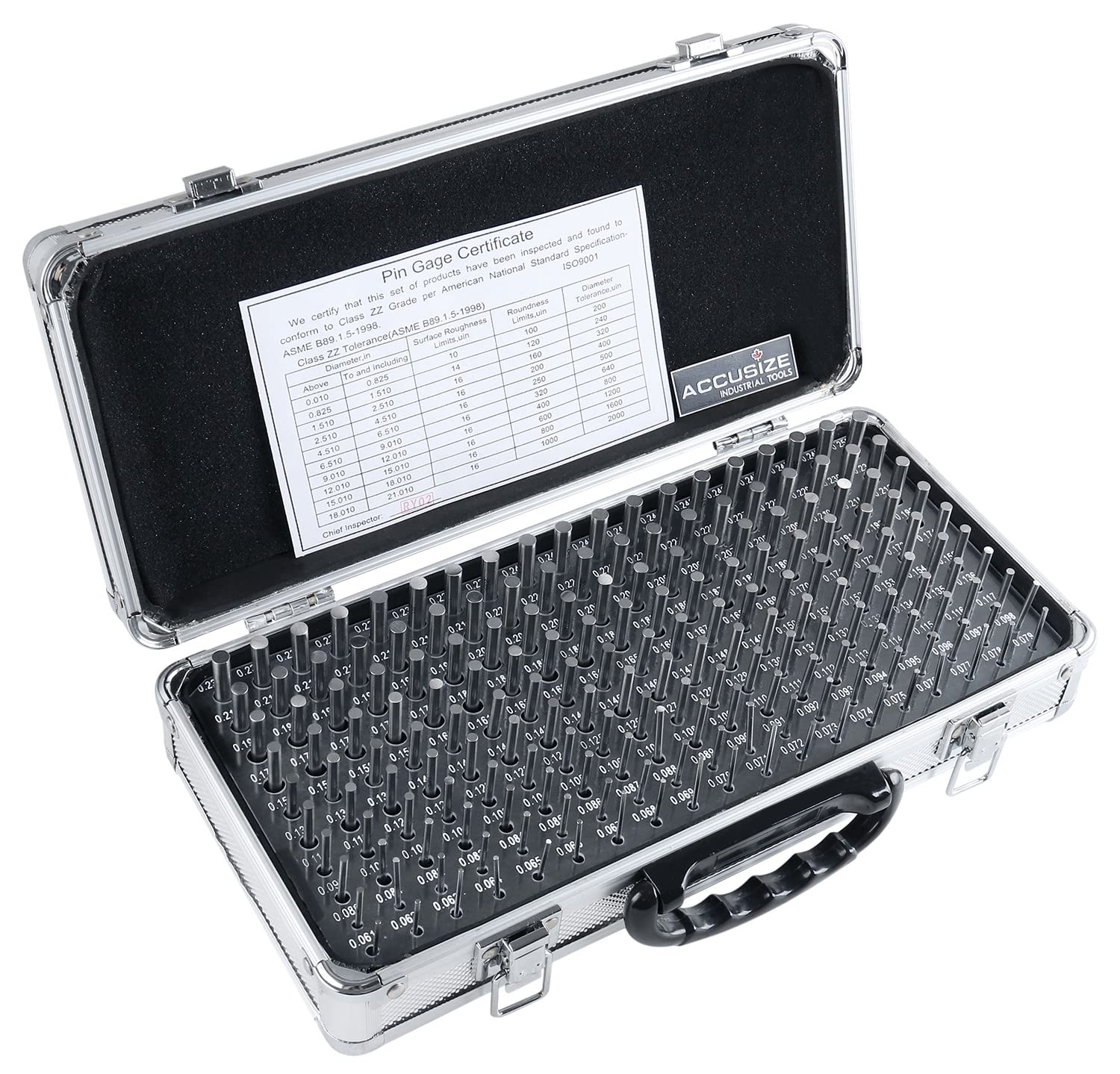 Juego de Calibradores de Pines Accusize Industrial Tools Plata de Precisión 190 Piezas