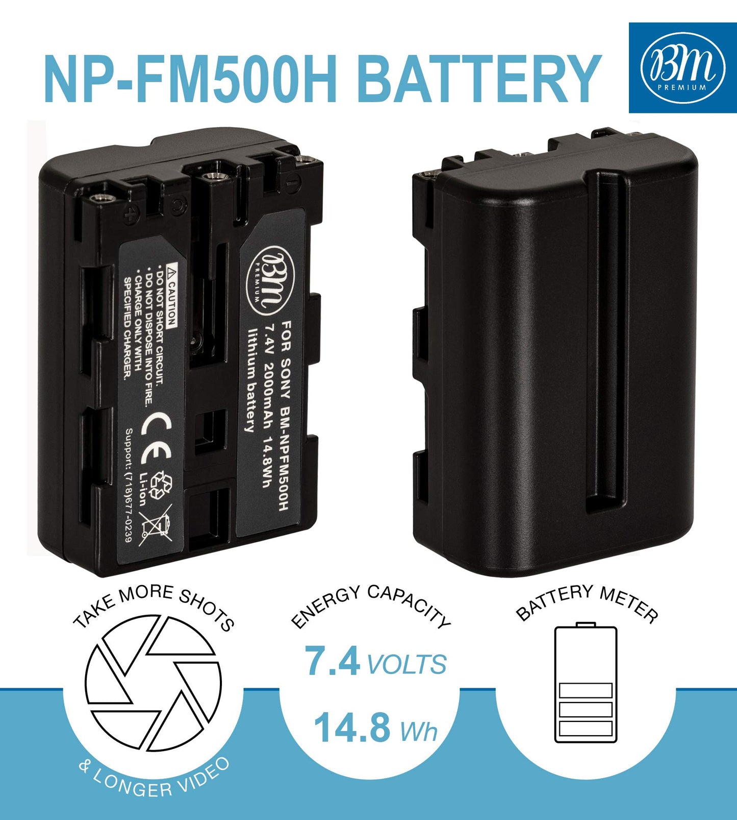 Baterías NP-FM500H y Cargador Dual BM Premium para Cámaras Sony Alpha a68 a77II SLT-A57 A58 A65V A77V A99V A100 A200 A300 A350 A450 A500 A550 A560 A580 A700 A850 SLT-A900 DSLR