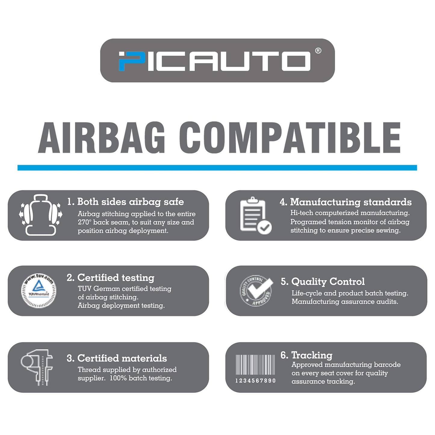 PIC AUTO - Fundas de Asiento Delantero de Coche con Respaldo Alto, diseño de Malla de Fibra de Carbono, Ajuste Universal, Compatible con airbag (Azul)