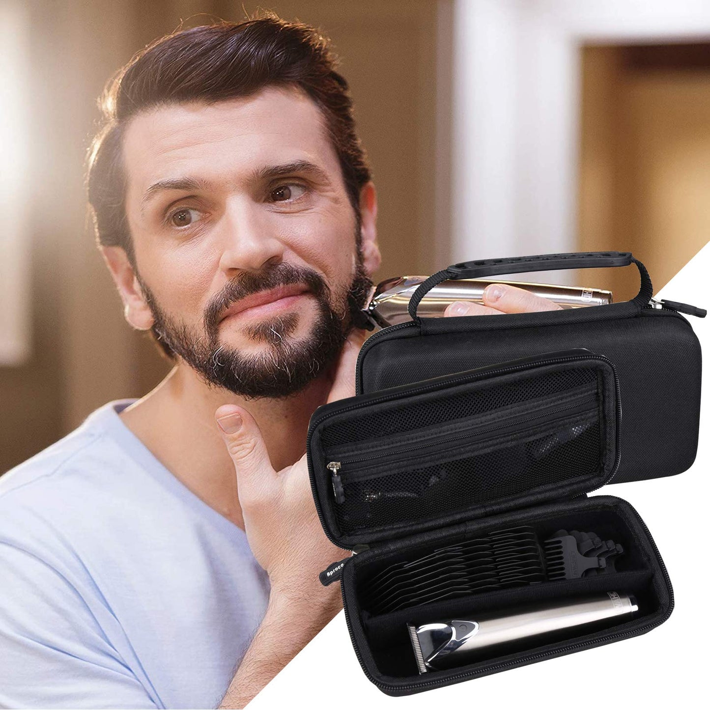 Aproca Hard Travel Storage Case Fit Wahl Clipper Stainless Steel Lithium Ion Plus Beard Trimmer Hair Clippers Shavers 9818 / Braun MGK3060 Men's Beard Trimmer