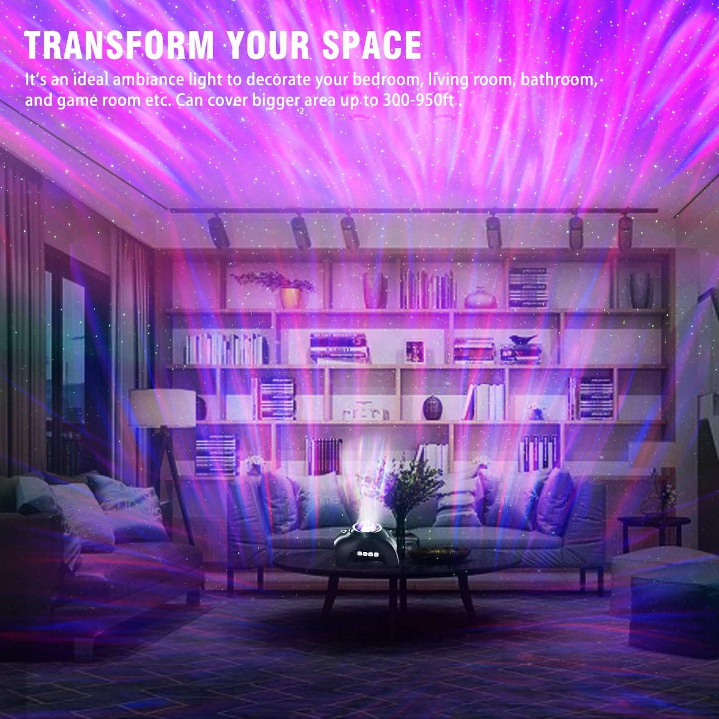 Northern Lights Aurora Projector for Bedroom with Music Bluetooth Speaker and White Noise, Vinwark Galaxy Projector, Starry Night Light Projectors for Kids Adults Gaming Room, Home Theater, Ceiling