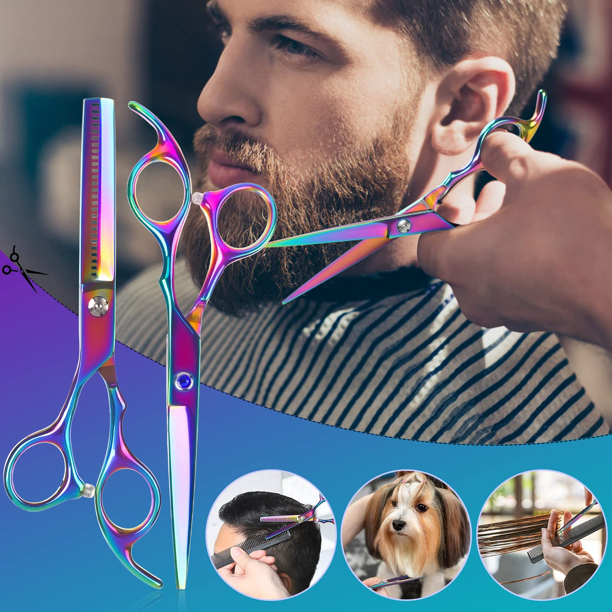 Lictin Tijeras para Cortar Cabello Profesional, Kit de Tijeras para Corte
