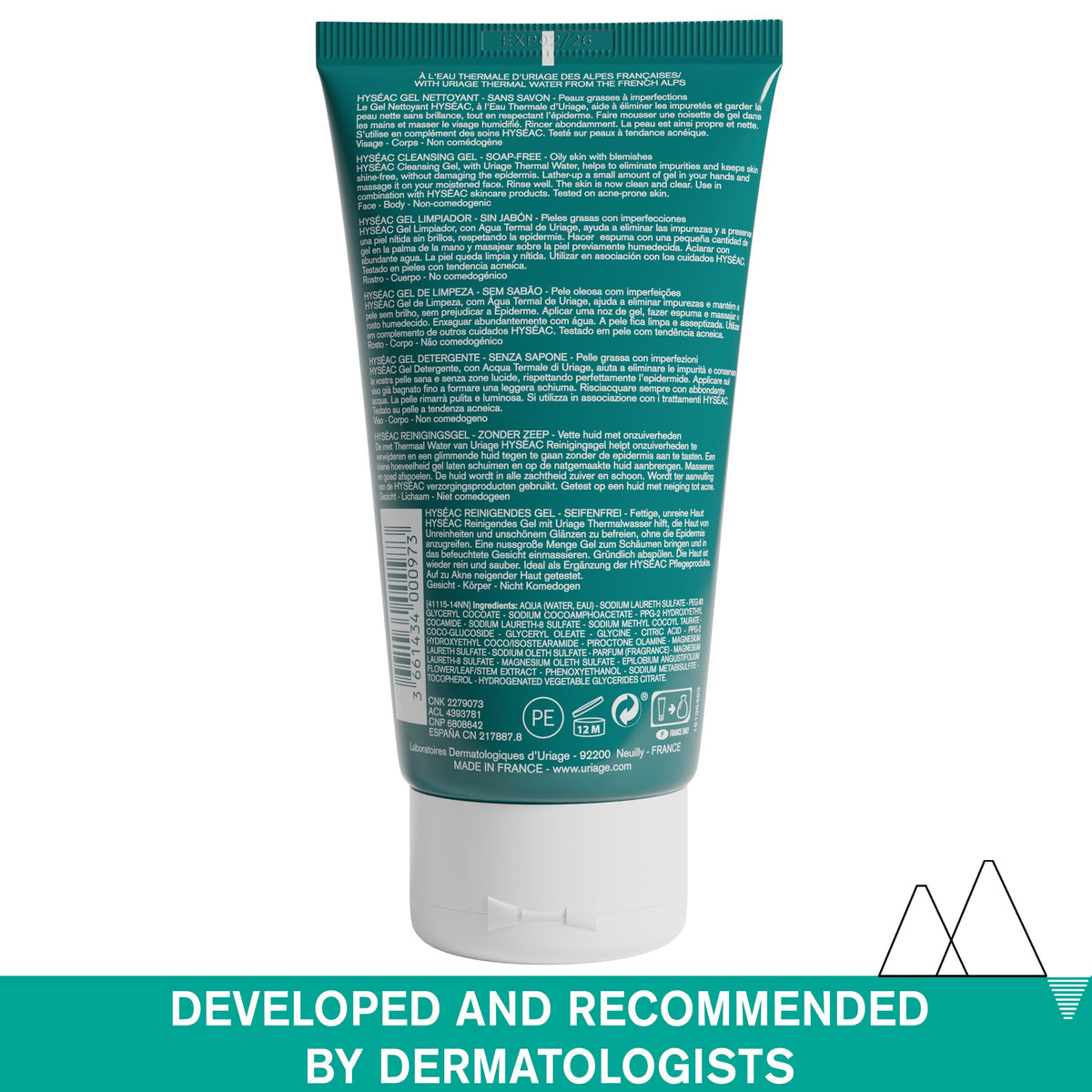 Uriage Hyseac Gel limpiador piel mixta a grasa 150ml - Elimina las impurezas y el exceso de grasa, con Piroctona olamina - Hipoalergénico, no comedogénico, pH fisiológico, sin jabón