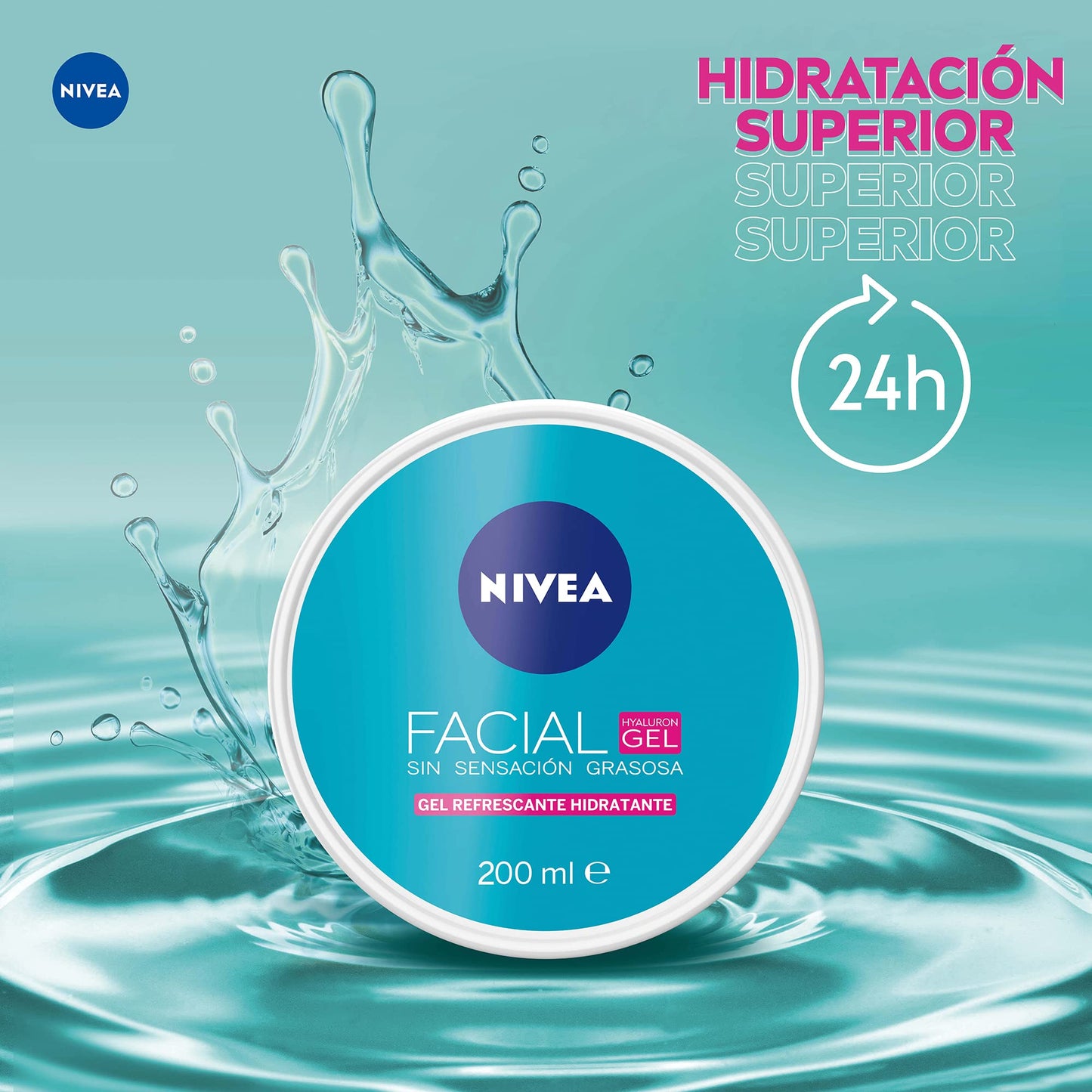 NIVEA Gel Facial Refrescante Cuidado Facial (200 ml) con ácido hialurónico, 24 horas de humectación para un piel fresca, suave y luminosa + Gel Crema Hidratante Facial Agua De Rosas (50 ml)