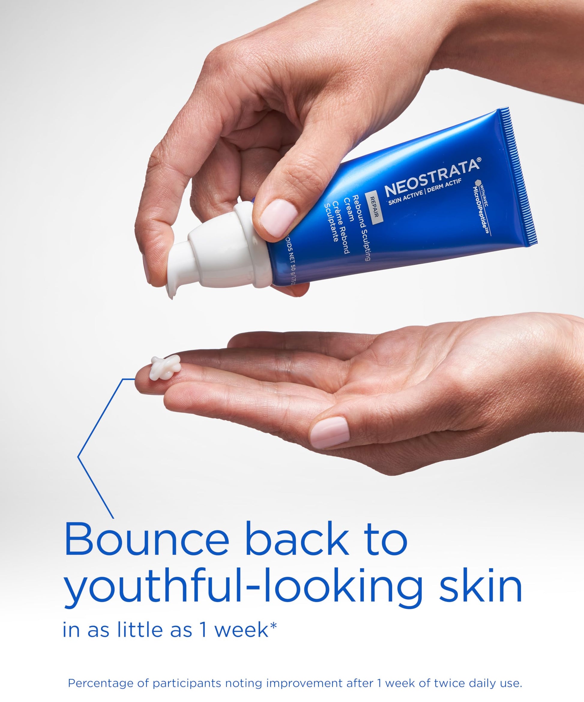 NEOSTRATA Crema escultora de rebote, hidratante de elevación multiacción, con ácido glicólico, péptidos y mezcla AHA/PHA, hidratante, no comedogénico, 1.7 onzas