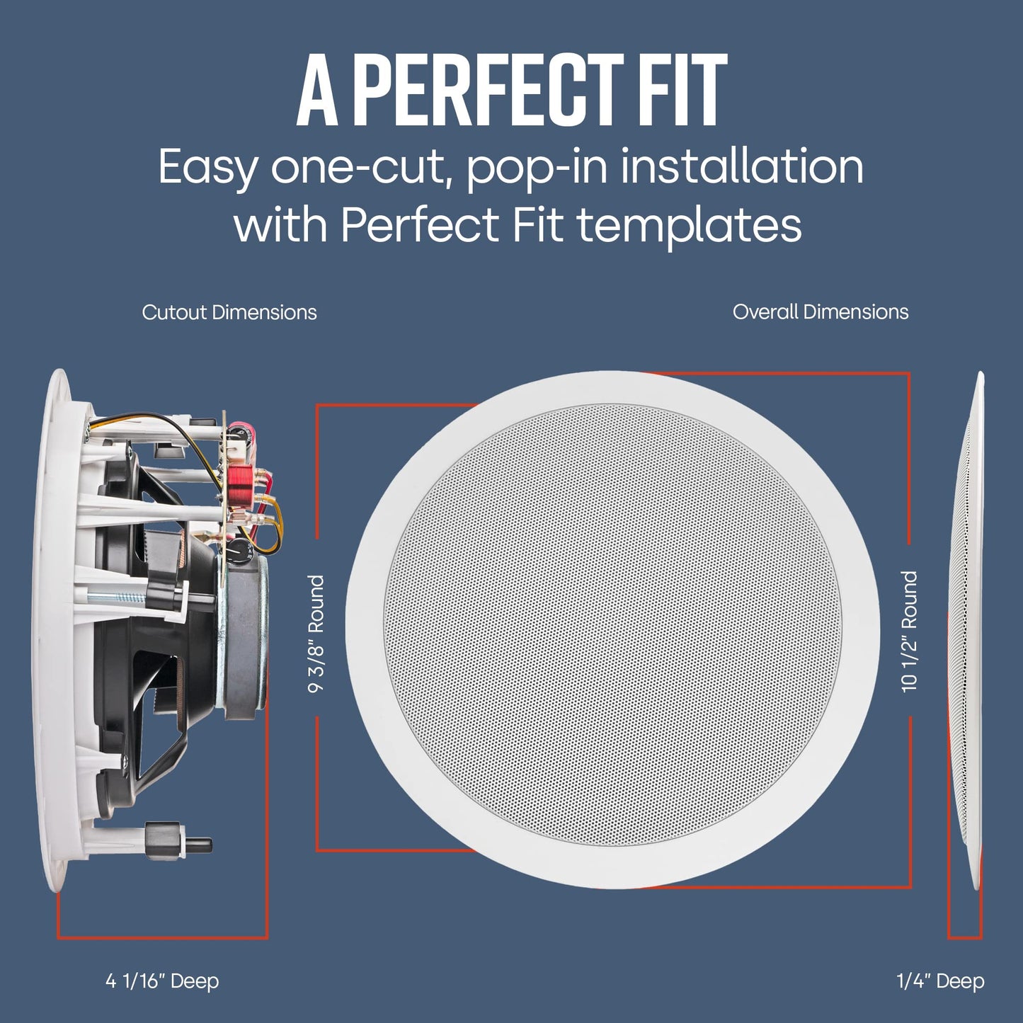 Polk Audio MC80 Altavoz de 2 vías en el Techo de 8 Pulgadas (Individual) | Audio Incorporado dinámico | Perfecto para Zonas húmedas Interiores y Cerradas | Baños, cocinas, Patios | Blanco