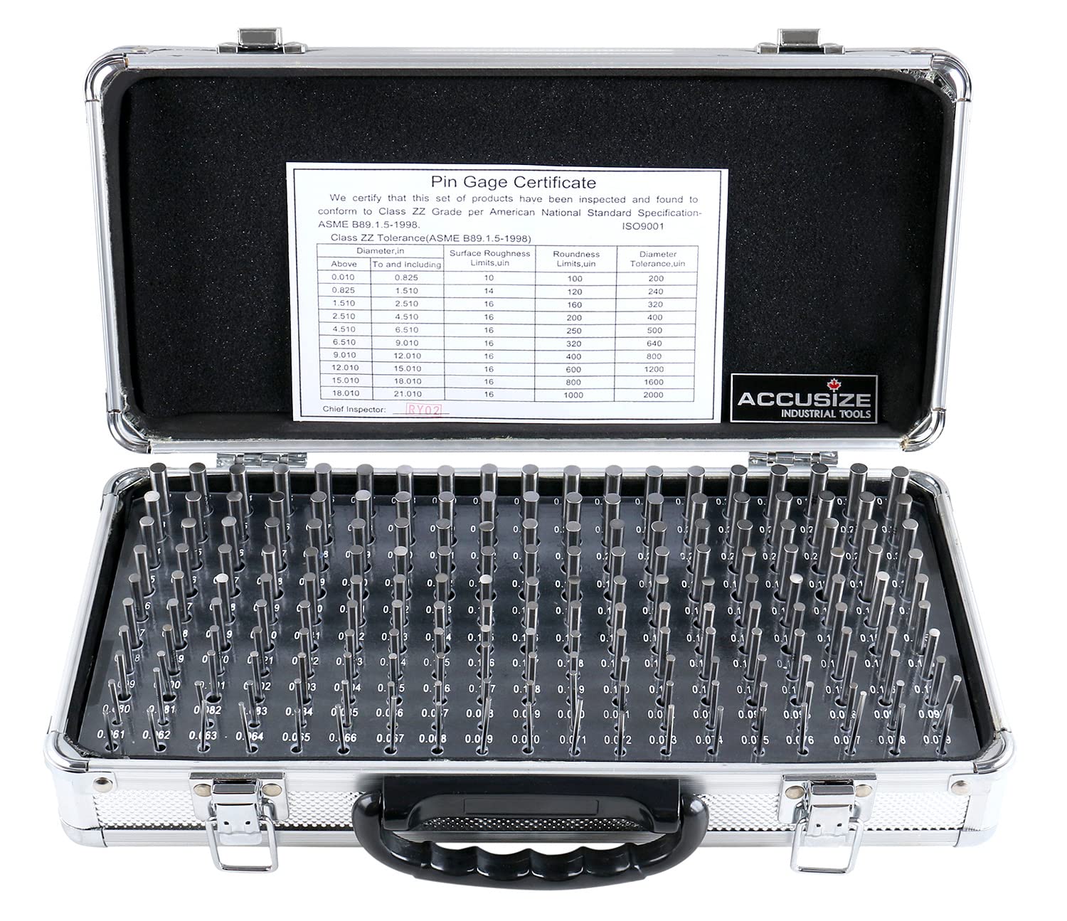 Juego de Calibradores de Pines Accusize Industrial Tools Plata de Precisión 190 Piezas