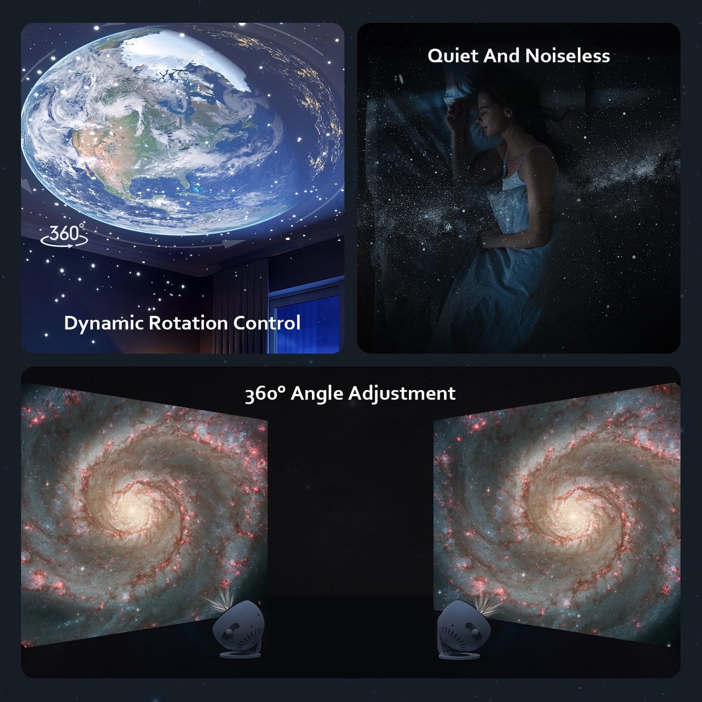 Ainael - Proyector de galaxia, proyector de estrellas para recámara con 3 diapositivas de vidrio HD, planetario del hogar, cielo estrellado, luz nocturna para niños y adultos, proyectores de techo