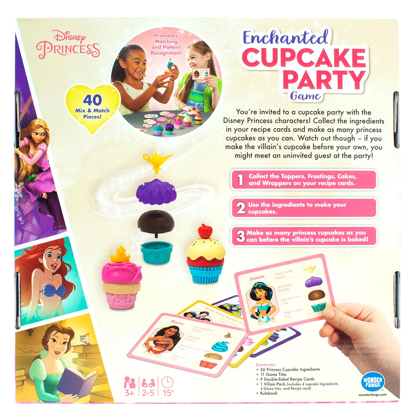 Wonder Forge Disney Princess Enchanted Cupcake Party Game para niñas y niños a Partir de 3 años. Un Divertido y rápido Juego de Fiesta Que Puedes Jugar una y Otra Vez (1088)