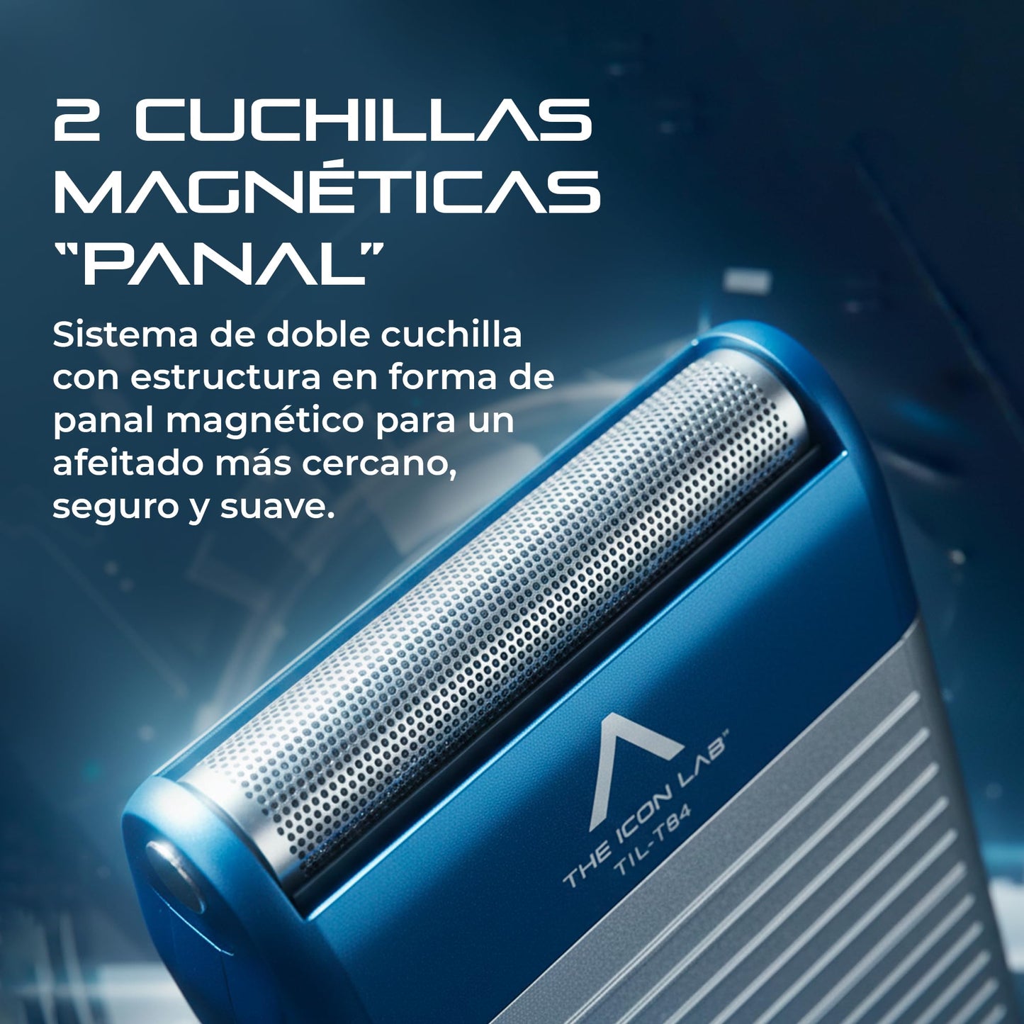 THE ICON LAB | Afeitadora Eléctrica Inalámbrica | Motor 6 200 RPM | 150 Min de Uso | 2 Cuchillas Magnéticas “Panales” | Resistente al Agua | Indicador LED | Carga USB | Máquina de Afeitar para Hombre