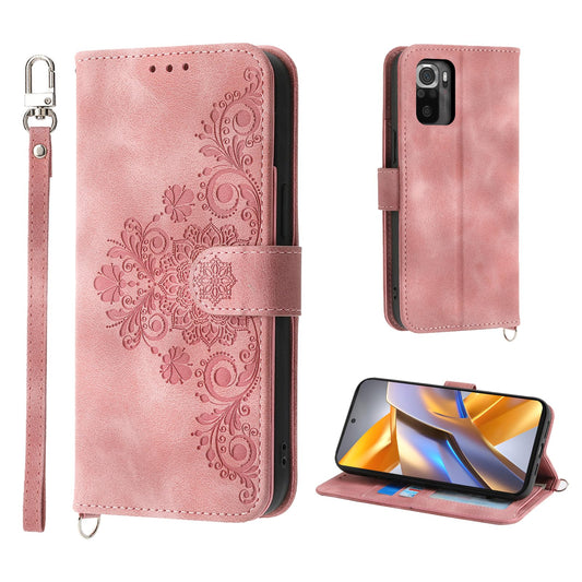 Auslbin Funda para Xiaomi Poco M5S 4G 6.43"/Poco M5S /Note 10/10S 4G Case Ranura de 5 Tarjetas con función de Soporte y cordón Cover Movil Protectora de Cuero PU Carcasa Rosa