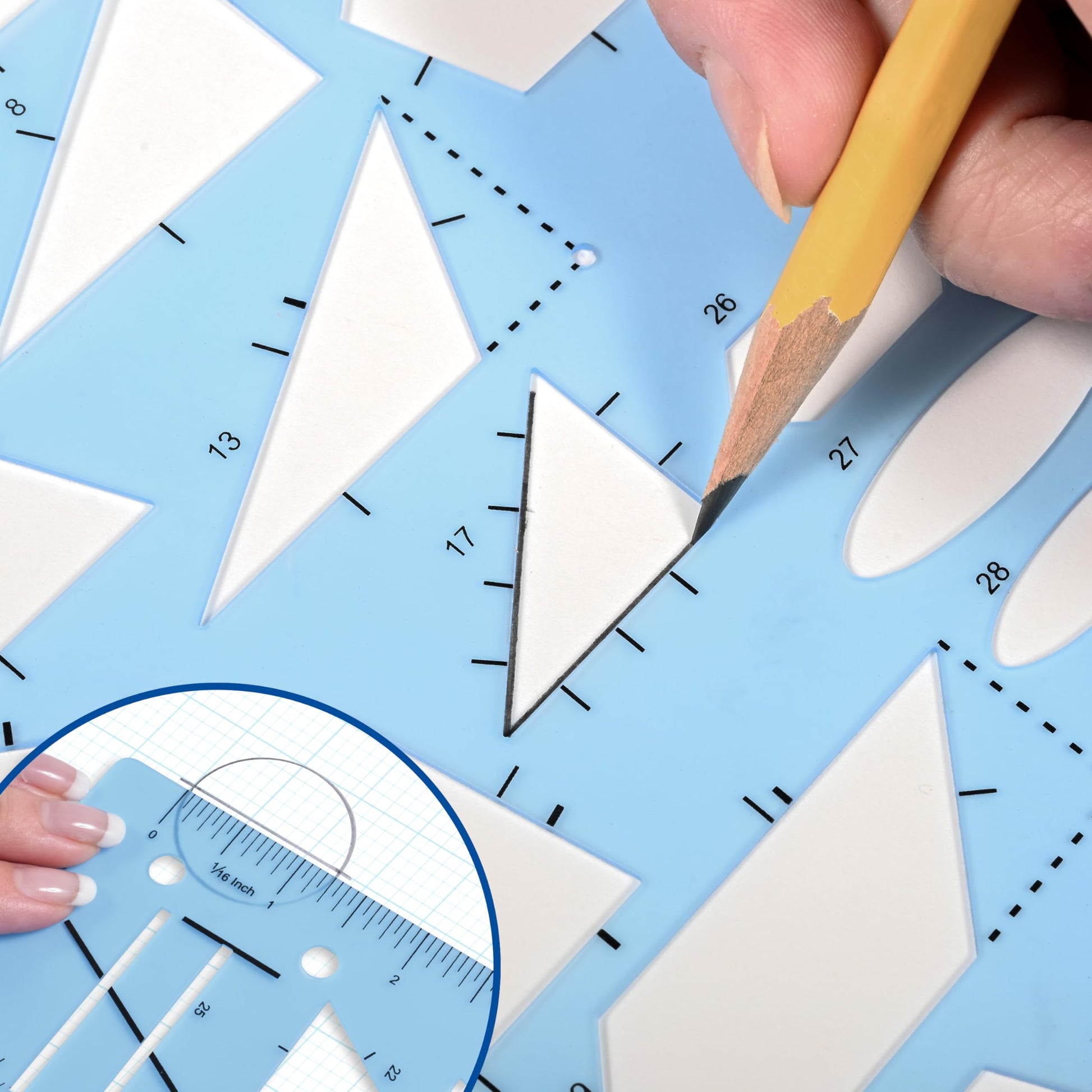 Plantilla de Geometría Learning Advantage Transparente Resistente con Regla y Línea Numérica