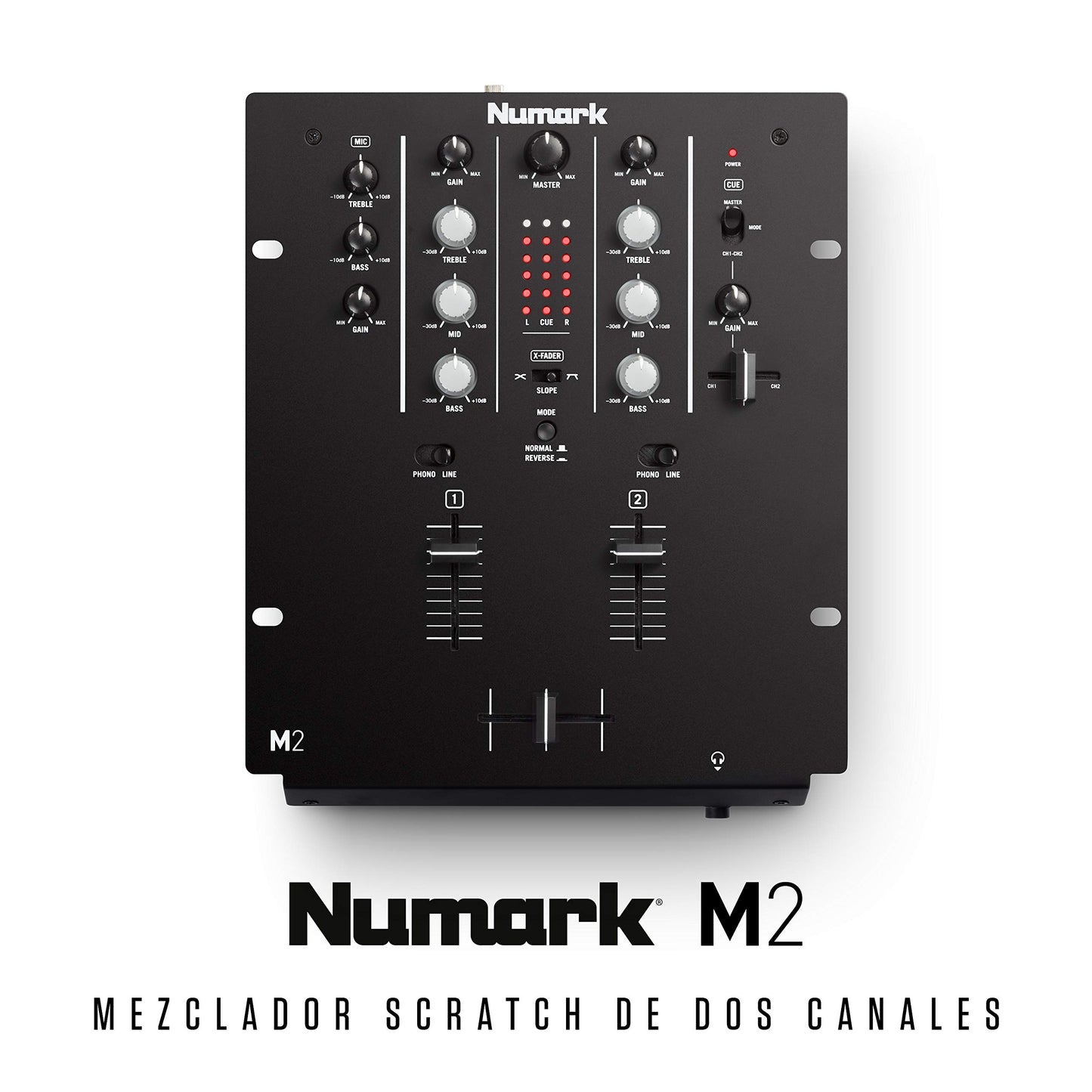 Mezclador de DJ Numark M2 Negro con Crossfader Reemplazable y EQ 3 Bandas