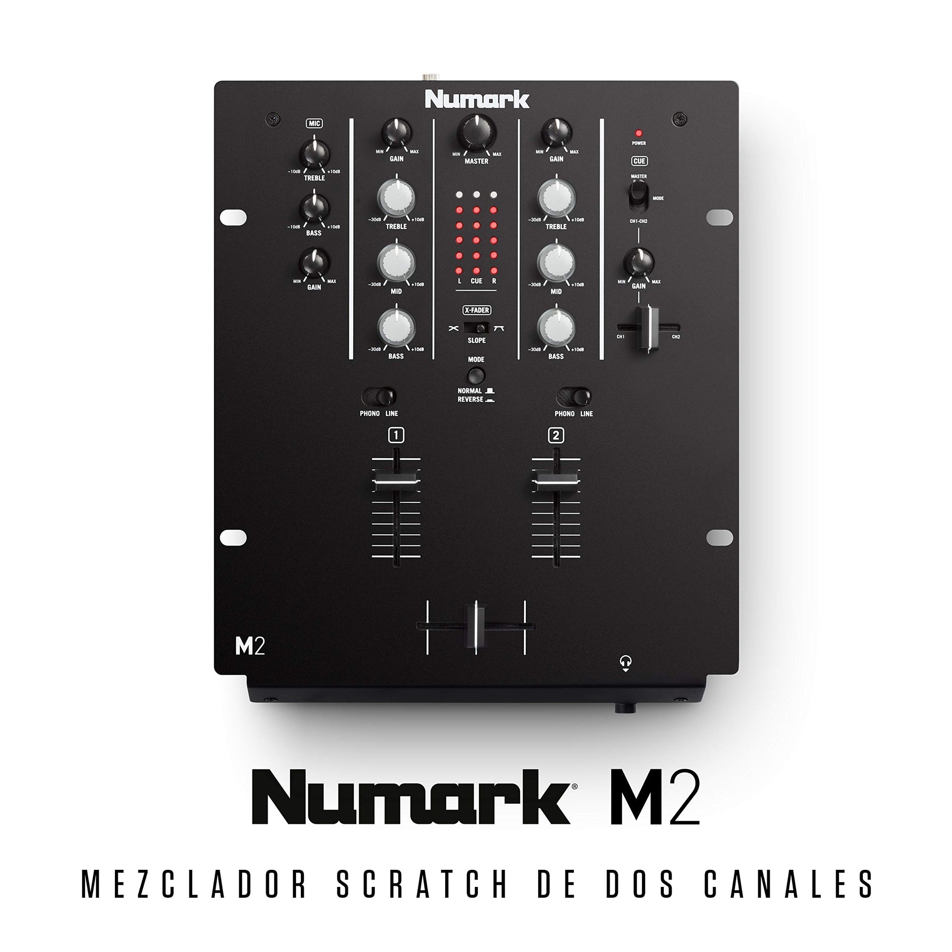 Mezclador de DJ Numark M2 Negro con Crossfader Reemplazable y EQ 3 Bandas