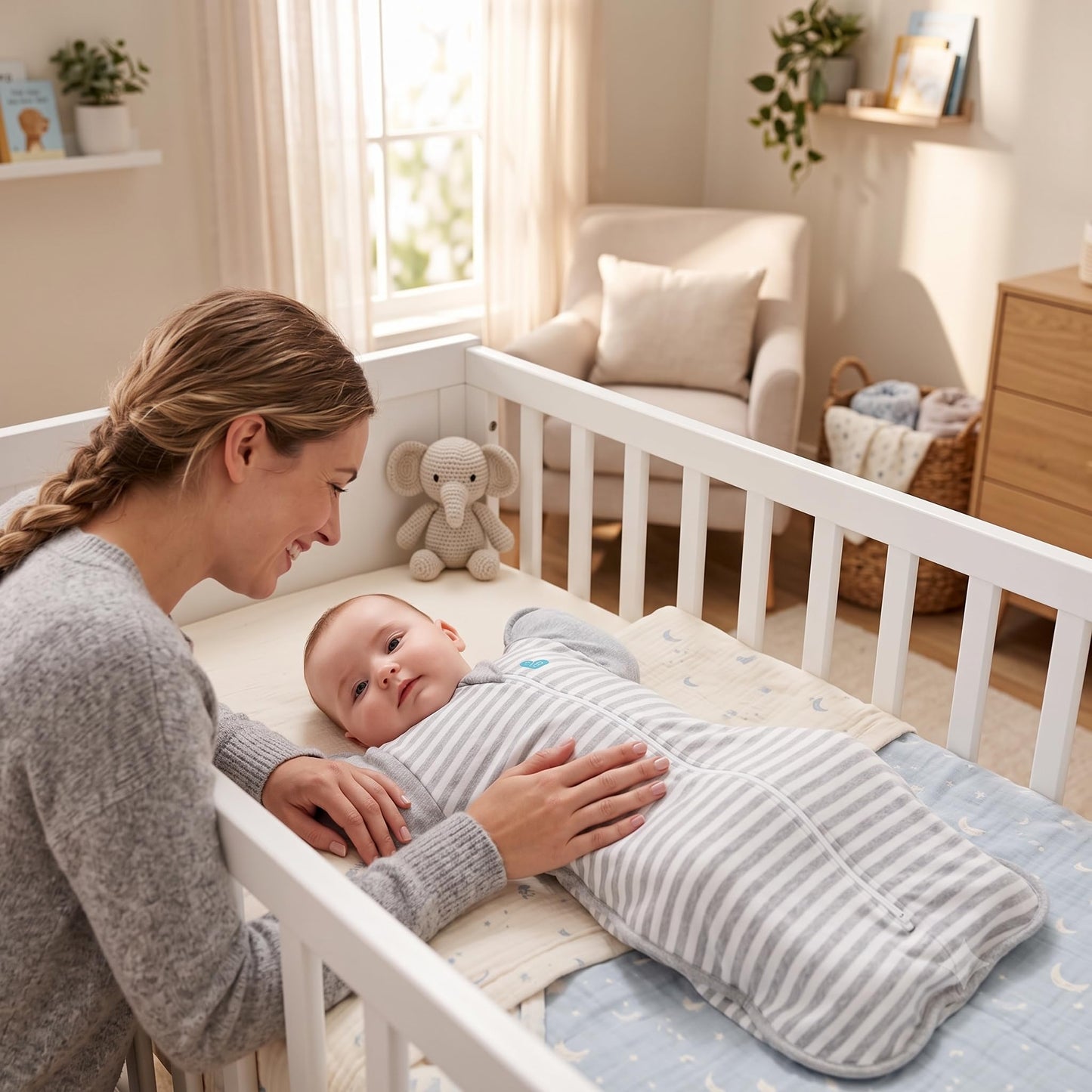 Love To Dream Swaddle UP, Saco para Dormir Bebe de Transición Ideal para el Sueño Cómodo - Saquitos para Dormir Bebe 8.6-10.9 Kg para Climas de 20°C - 24°C - Costal de Algodón Color Gris