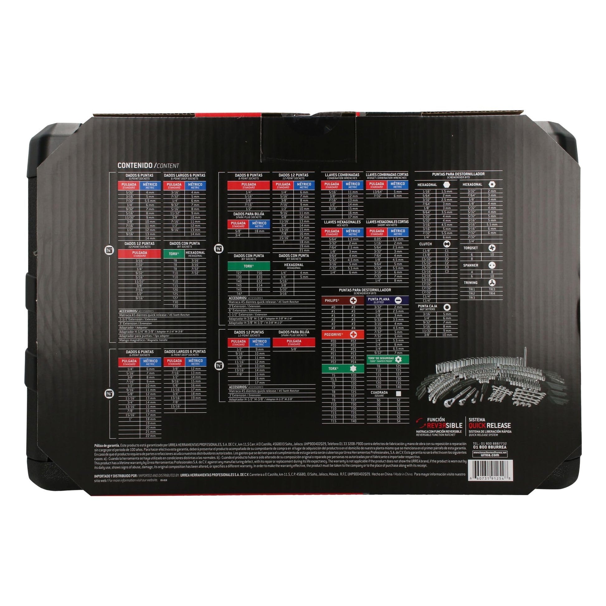 Juego de Dados y Accesorios Urrea 450 Piezas Estuche Plástico