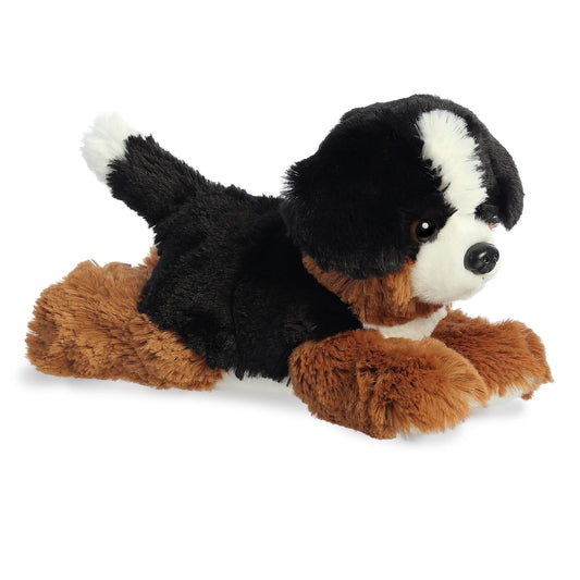 Aurora® Adorable Mini Flopsie™ Bernie Mountain Dog™ Animal de Peluche - Facilidad juguetona - Compañeros atemporales - Negro 8 Pulgadas