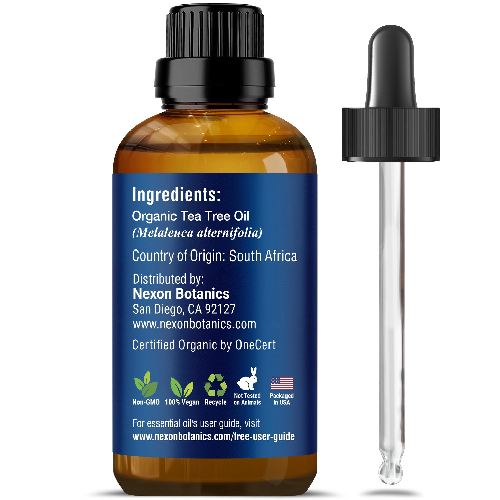 Nexon Botanics Aceite de árbol de té orgánico 30 ml – Certificado USDA, puro, natural sin diluir grado terapéutico aceite esencial para cabello, cara, piel, acné y cuero cabelludo – Melaleuca Alternifolia Oils