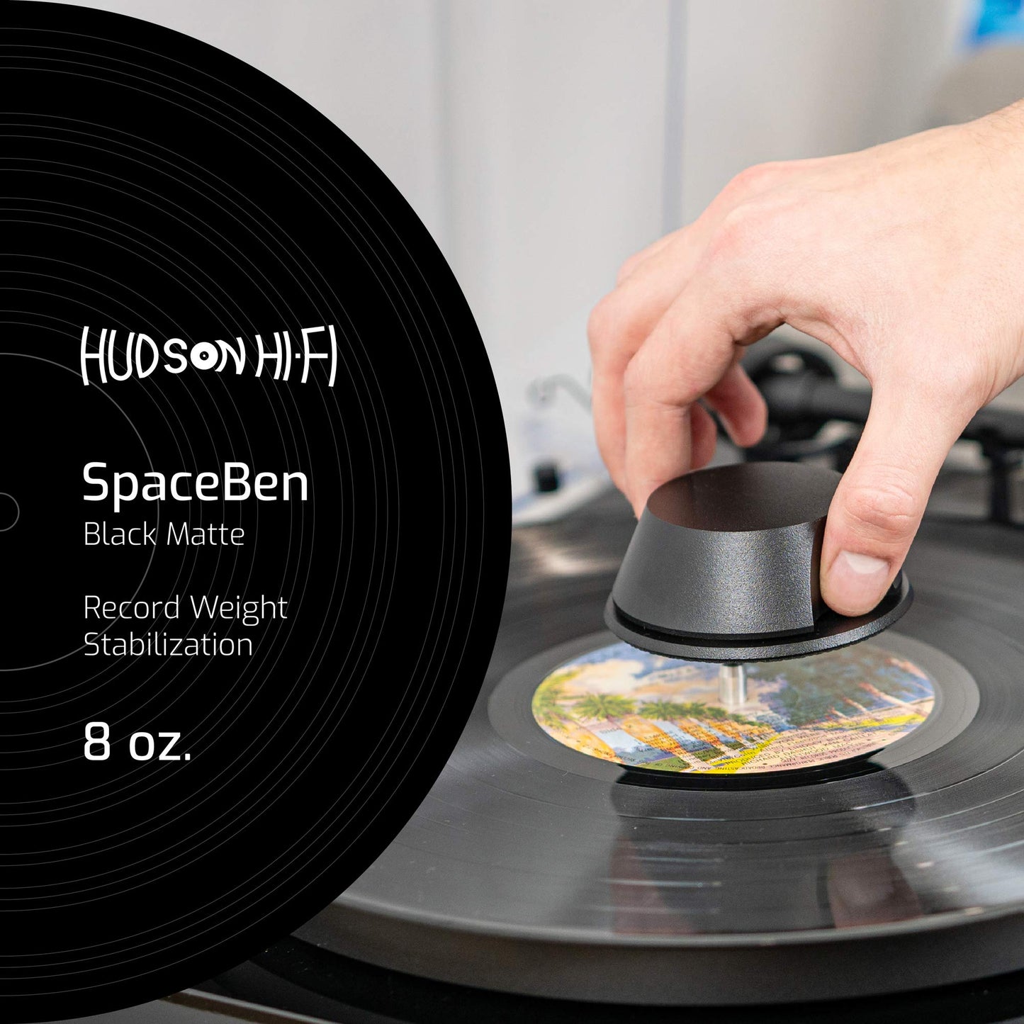 Hudson Hi-Fi BigBen Record - Abrazadera estabilizadora de Peso, Negro Mate, LittleBen