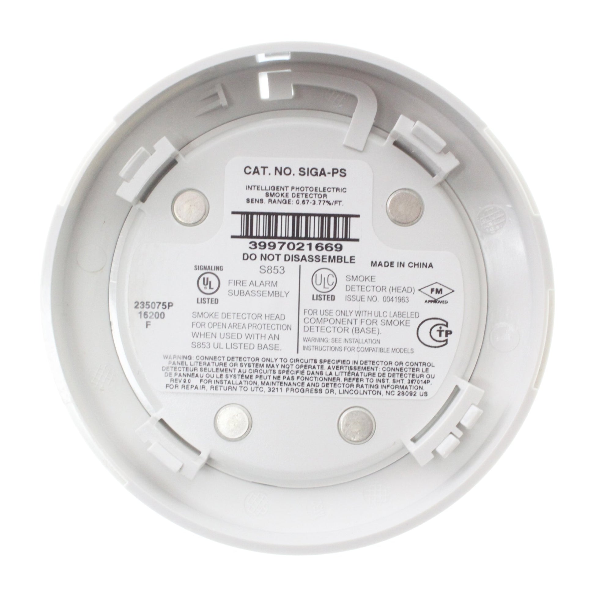 Edwards System Technologies (EST) EST Edwards SIGA-PS Cabezal de sensor fotoeléctrico direccionable inteligente, blanco