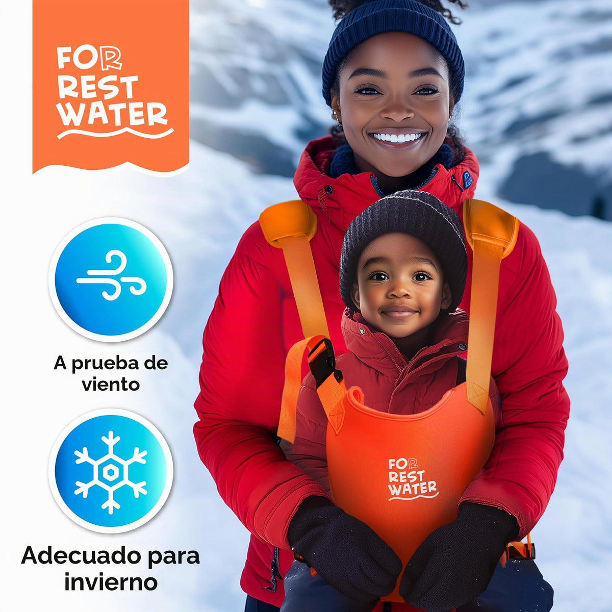 Portabebés para agua de descanso – Eslinga ergonómica de neopreno de alta calidad para diversión en agua y tierra cálida y segura (4-24 meses) – Arnés ajustable para bebés y niños pequeños (Orange)