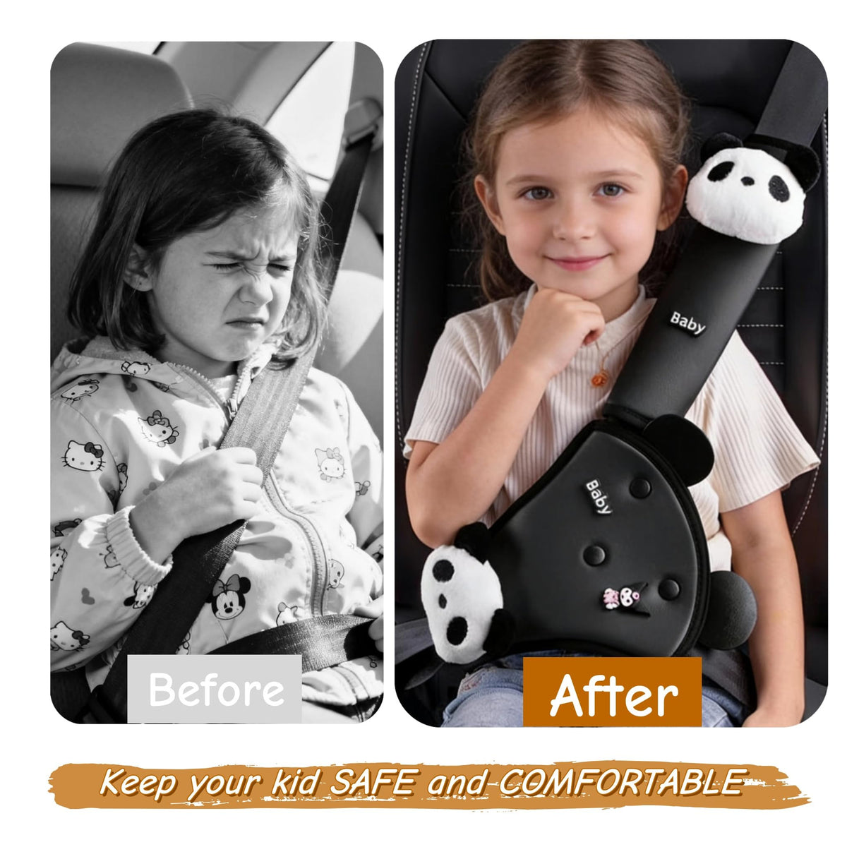 Funda para Cinturón de Seguridad Zigihos Panda para Niños y Niñas