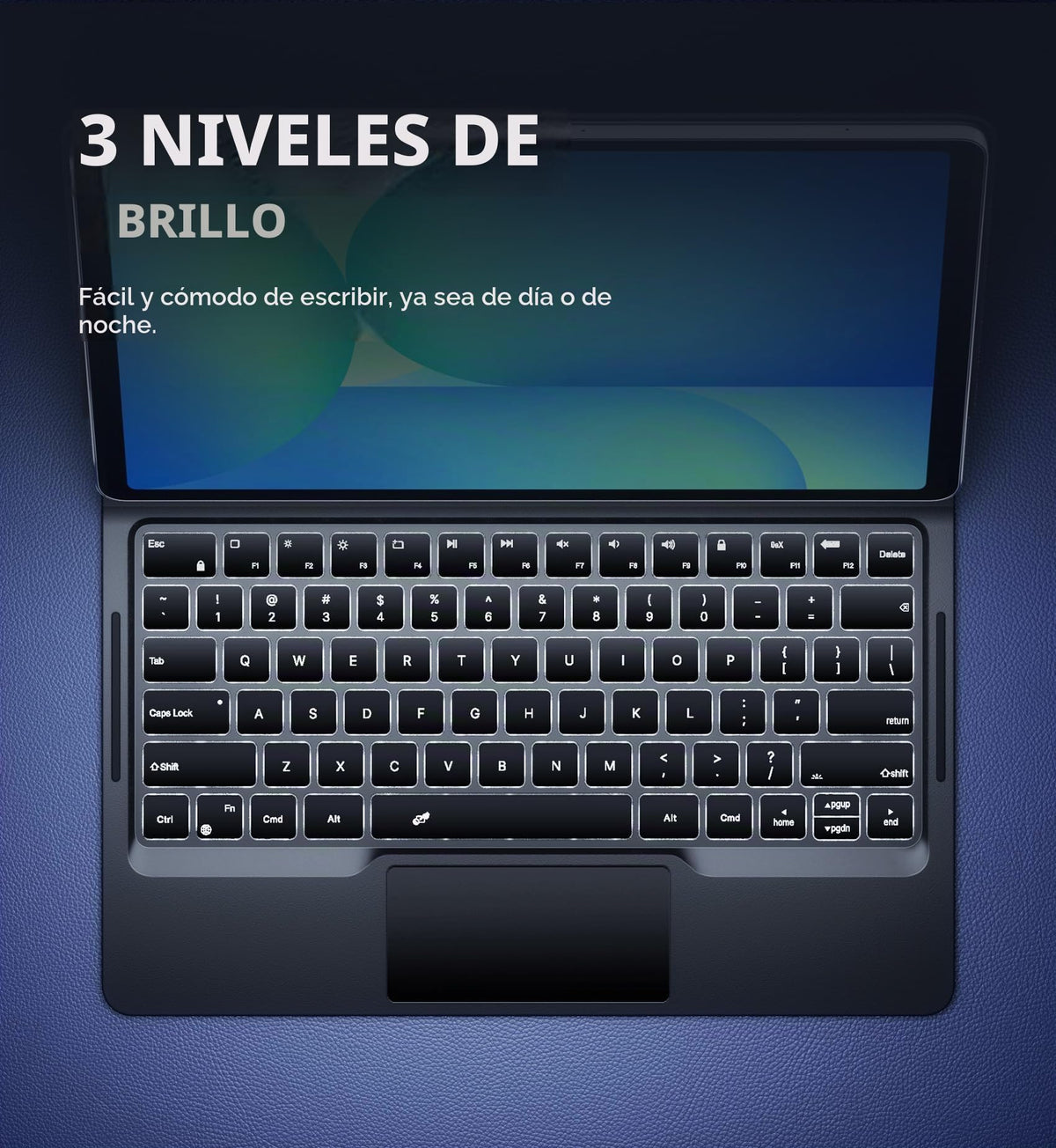 Funda con Teclado Samsung Galaxy Tab S10 FE+ Negro Dexnor Multitáctil con Soporte Magnético Flotante Retroiluminado