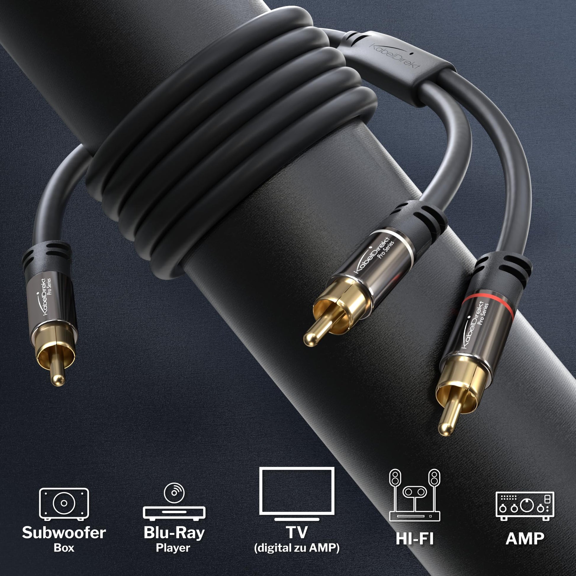 KabelDirekt – Cable RCA Coaxial – 1×2 – 6ft/1.8m – serie PRO, 1 a 2