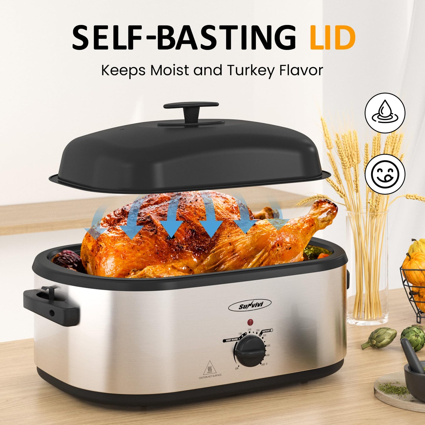 Horno Tostador Eléctrico Sunvivi 24 Cuartos con Control de Temperatura y Bandejas de Buffet Extraíbles