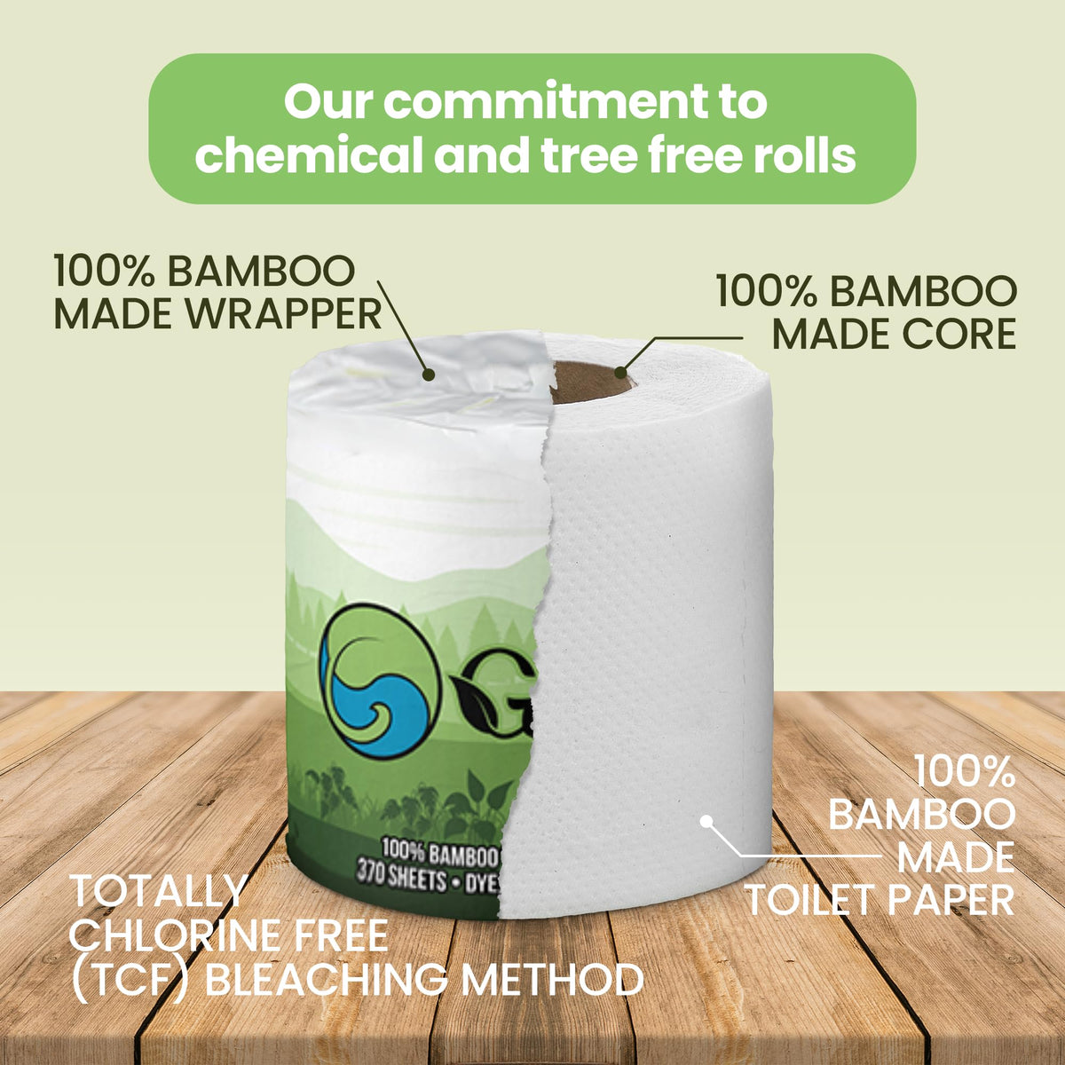 Papel Higiénico Gaias Bambú Orgánico Suave 48 Mega Rollos 3 Capas Respetuoso con el Medio Ambiente