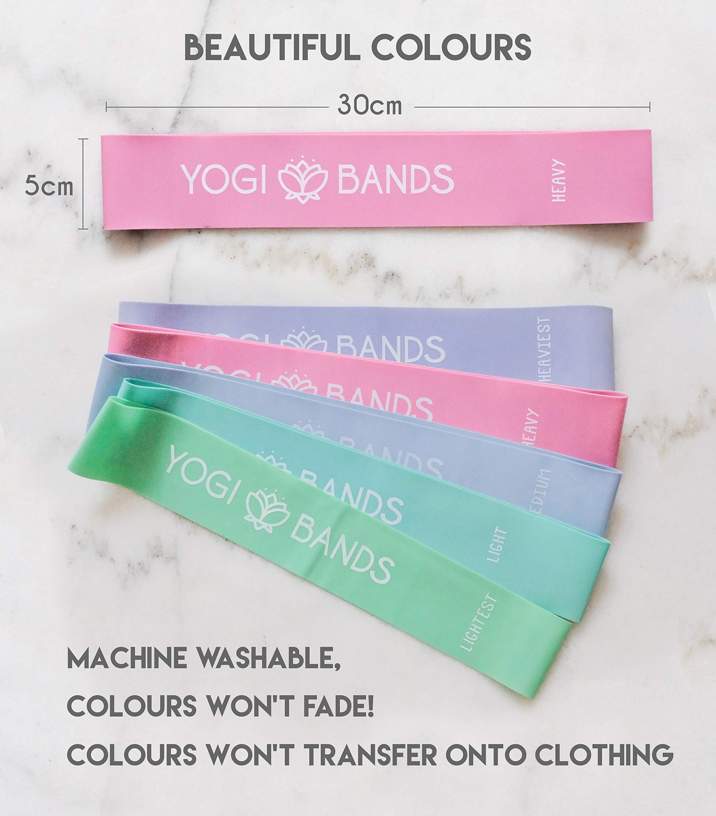 Bandas de Resistencia XNM Creations Pastel, Juego de 5 para Yoga y Fitness