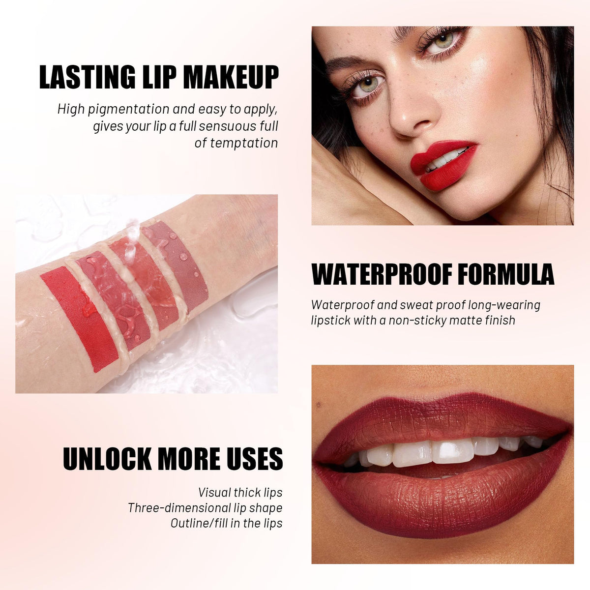 Allphv Set de Labiales y Delineadores, 4 Piezas, 02- para Labios Definidos