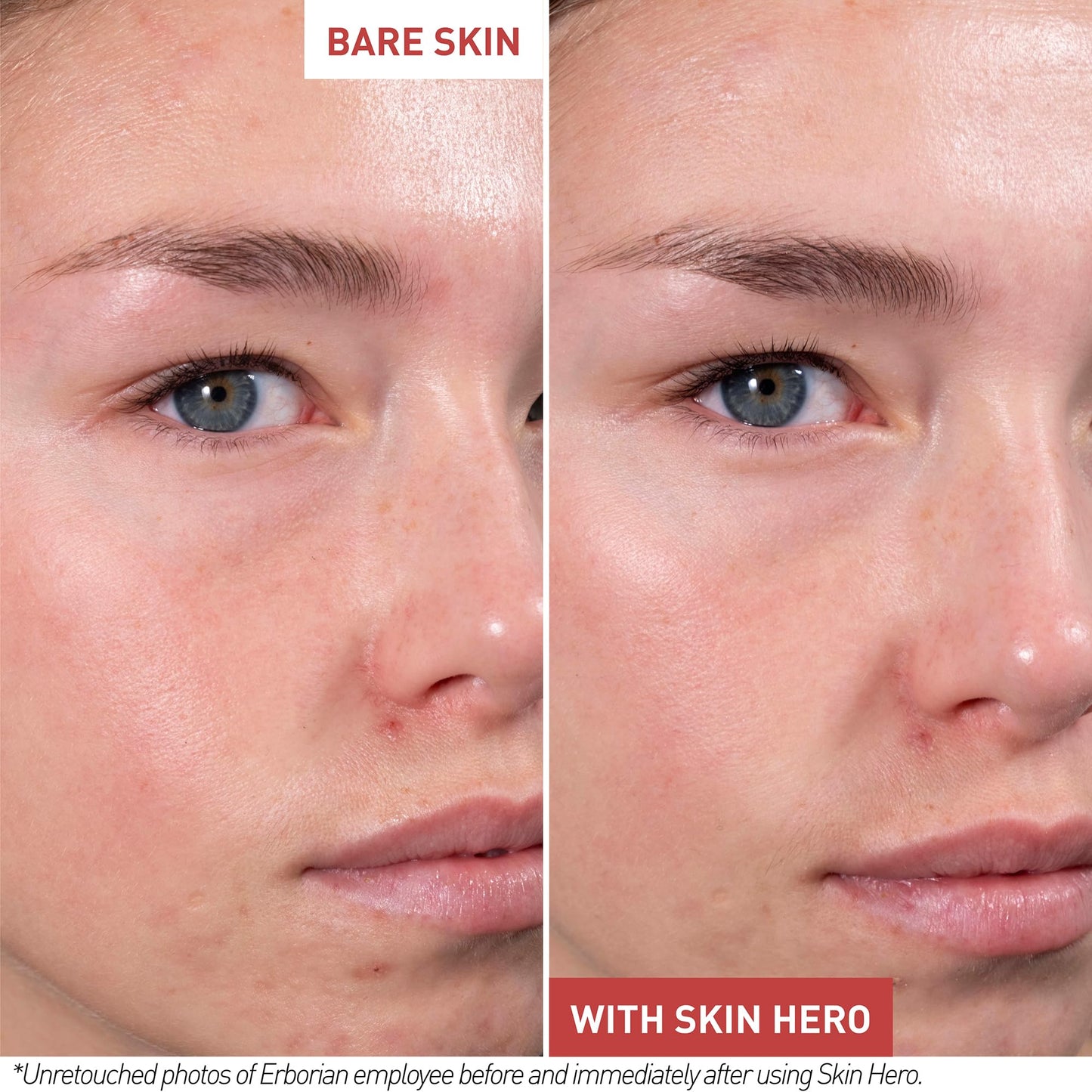 Erborian Skin Hero con ginseng blanco, cuidado facial sin teñir para perfeccionar la piel desnuda de 7 días con ácido hialurónico, cuidado facial cosmético coreano, 15 ml