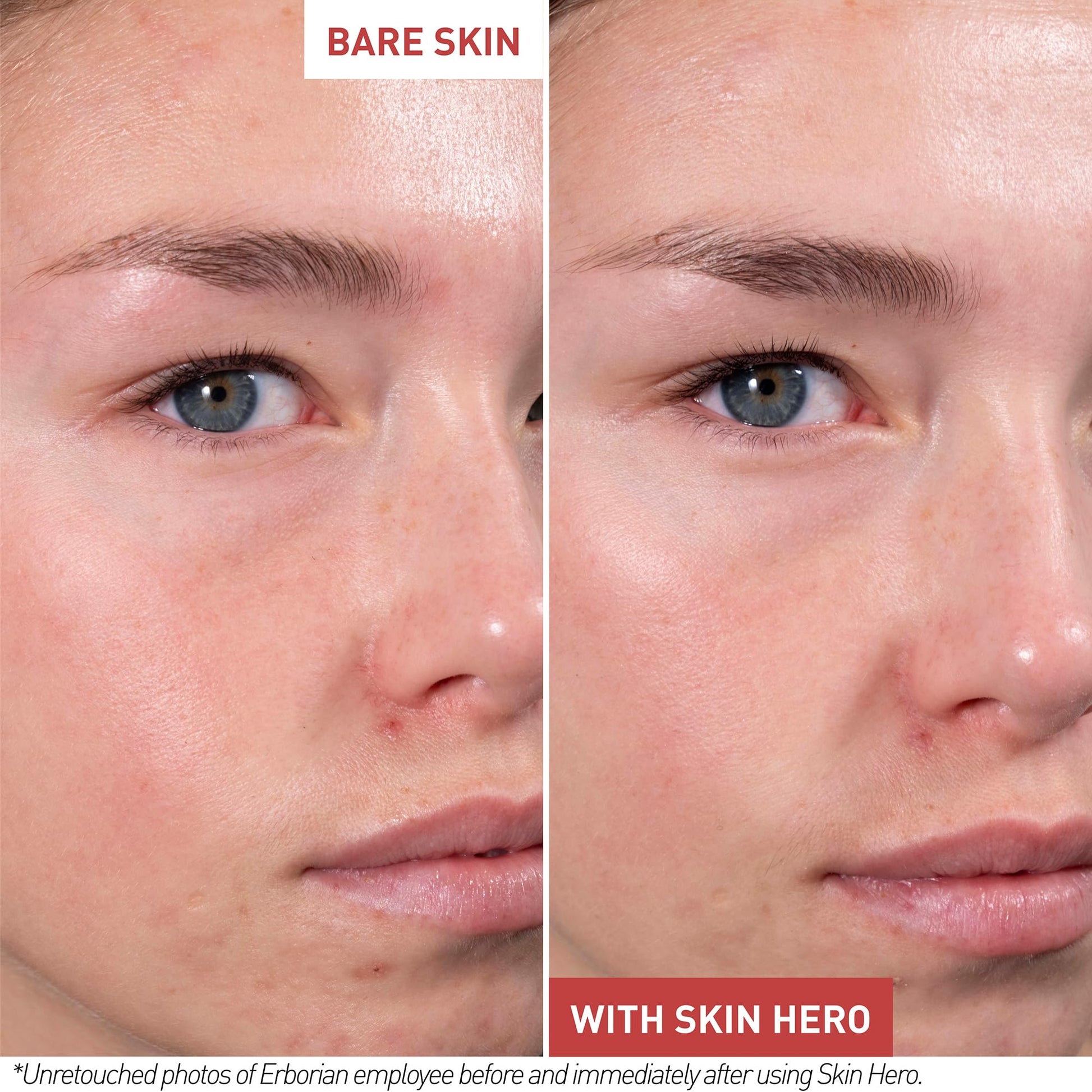 Erborian Skin Hero con ginseng blanco, cuidado facial sin teñir para perfeccionar la piel desnuda de 7 días con ácido hialurónico, cuidado facial cosmético coreano, 15 ml