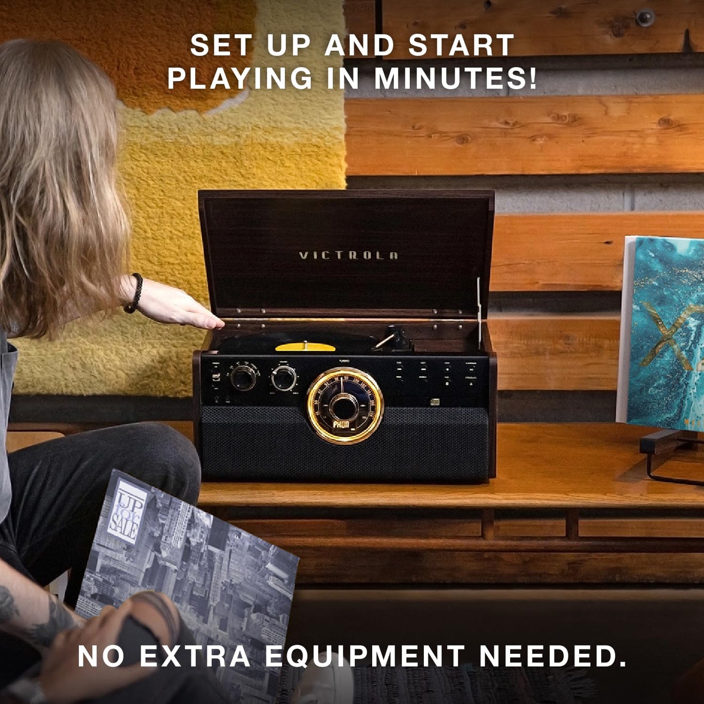 Reproductor de Discos Victrola Walnut Bluetooth para Mediados de Siglo