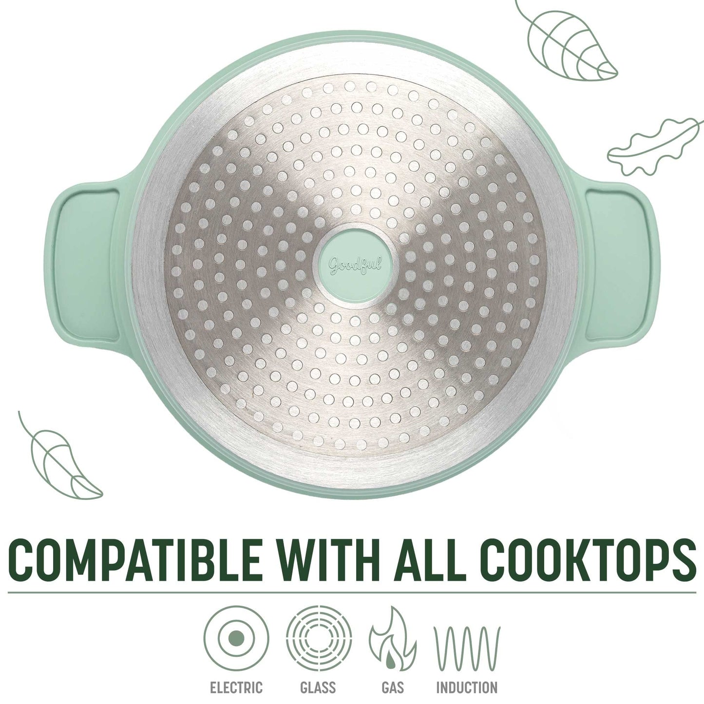 Goodful - Olla todo en uno, antiadherente de revestimiento múltiple, horno holandés fundido de alto rendimiento con tapa a juego, estante para asar y volteador, hecha sin PFOA, utensilios de cocina