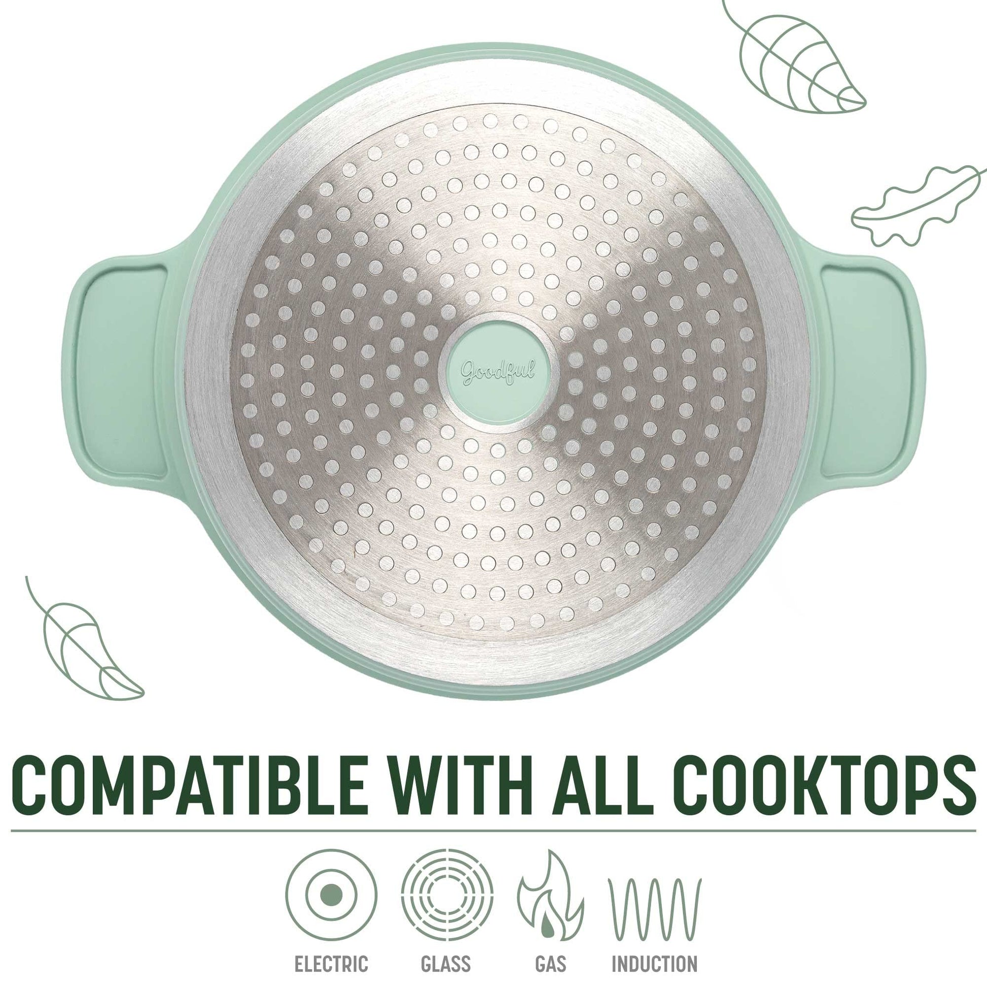 Goodful - Olla todo en uno, antiadherente de revestimiento múltiple, horno holandés fundido de alto rendimiento con tapa a juego, estante para asar y volteador, hecha sin PFOA, utensilios de cocina